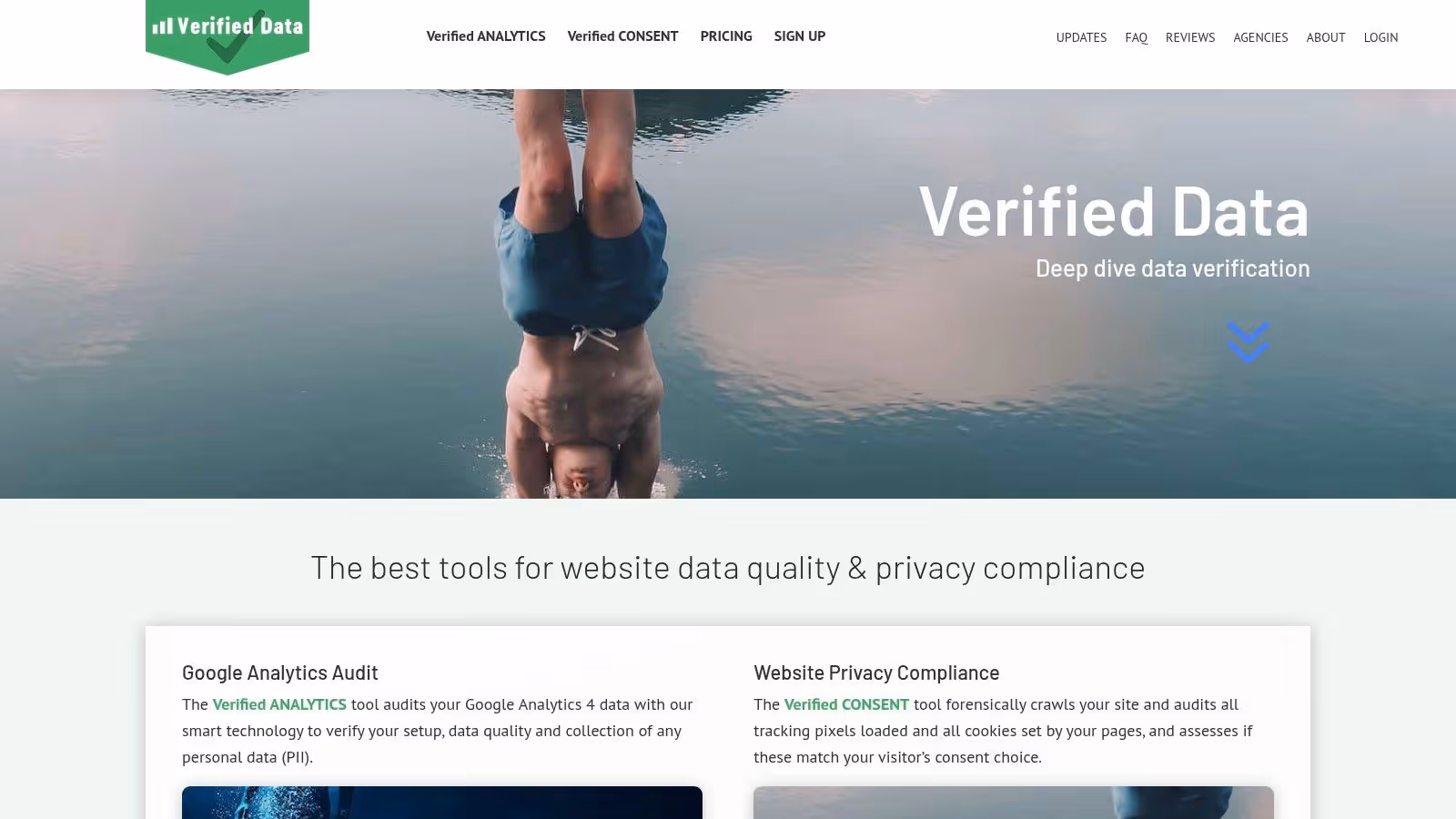 Verified Data's dashboard showing a summary of a GA4 property audit.