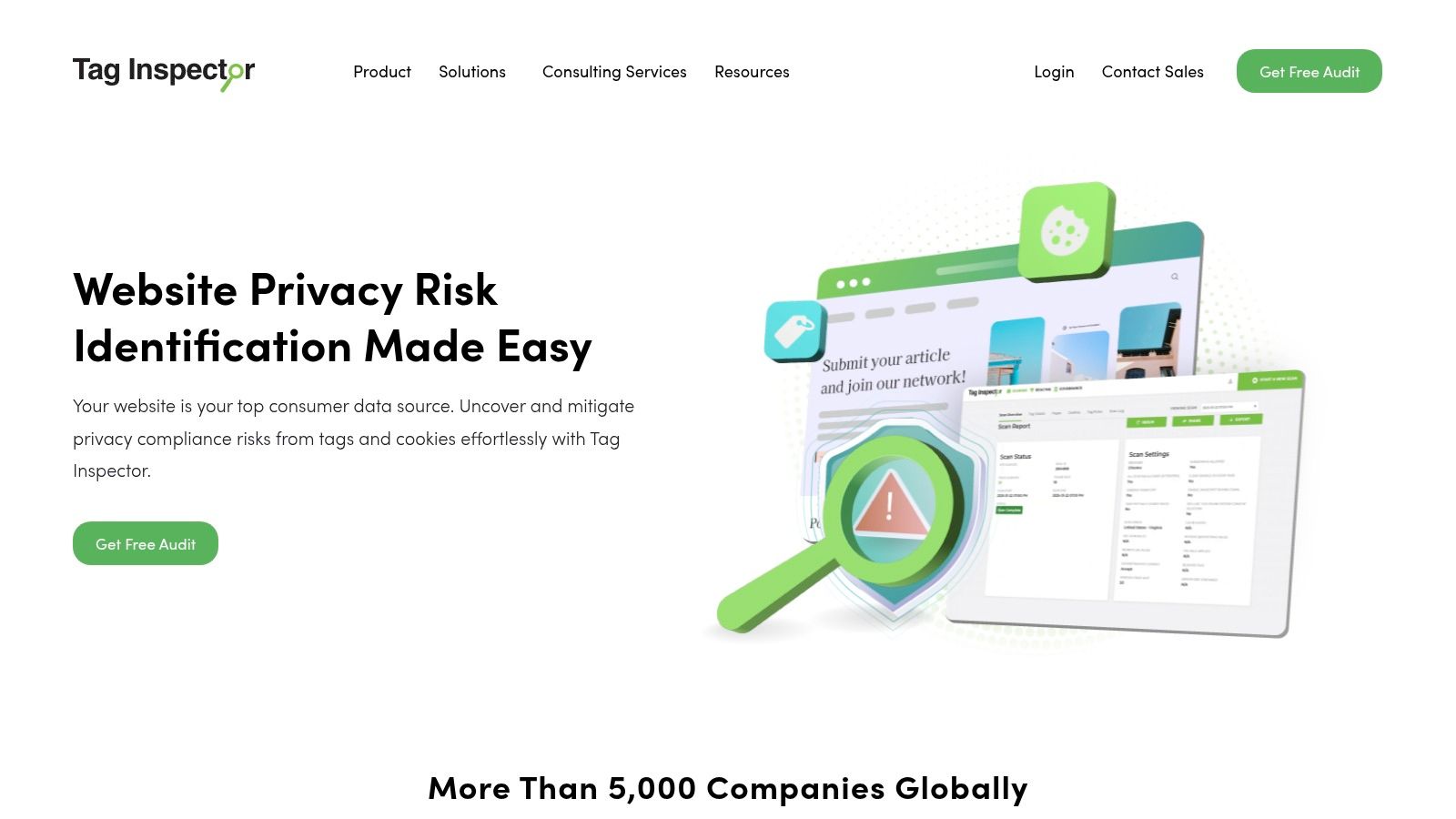Tag Inspector's dashboard showing tag validation and privacy audit results.