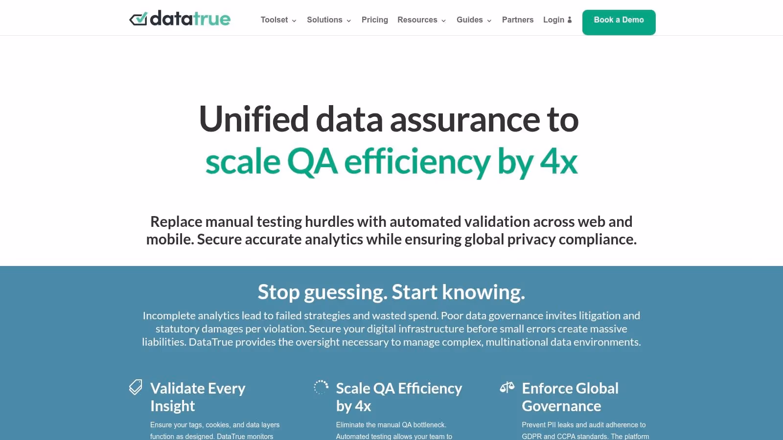 DataTrue's data assurance platform for GA4 audits.