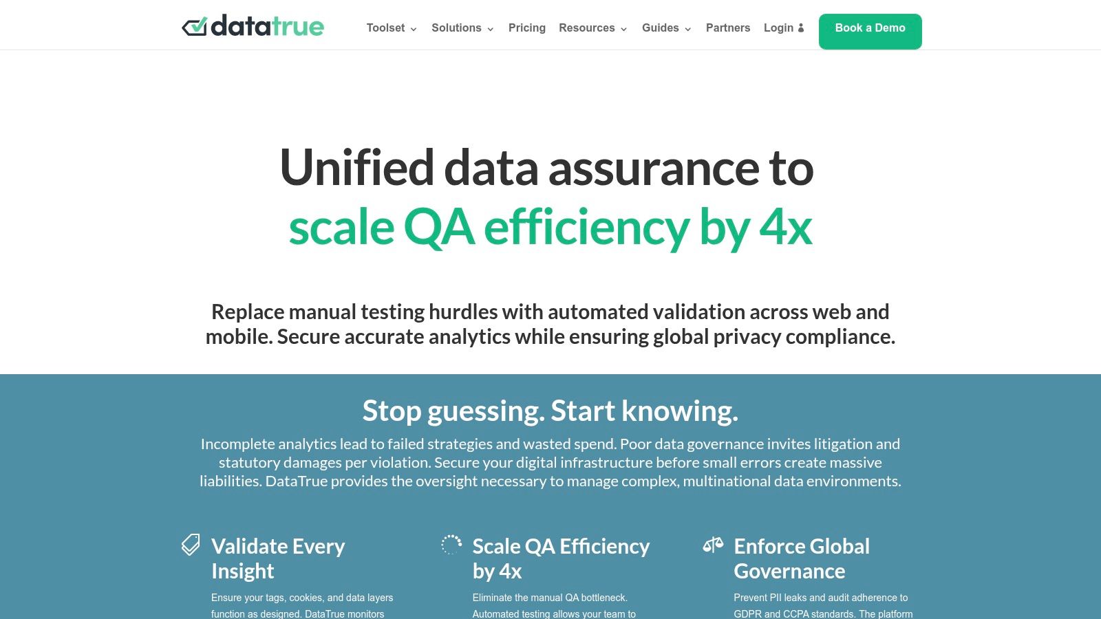 DataTrue's data assurance platform for GA4 audits.