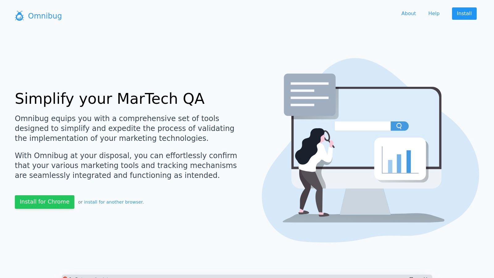 Omnibug decoding a GA4 request in the browser's developer tools.