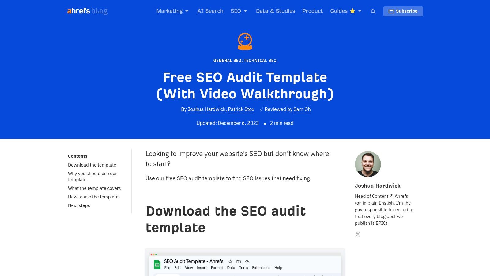 Ahrefs — Free SEO Audit Template