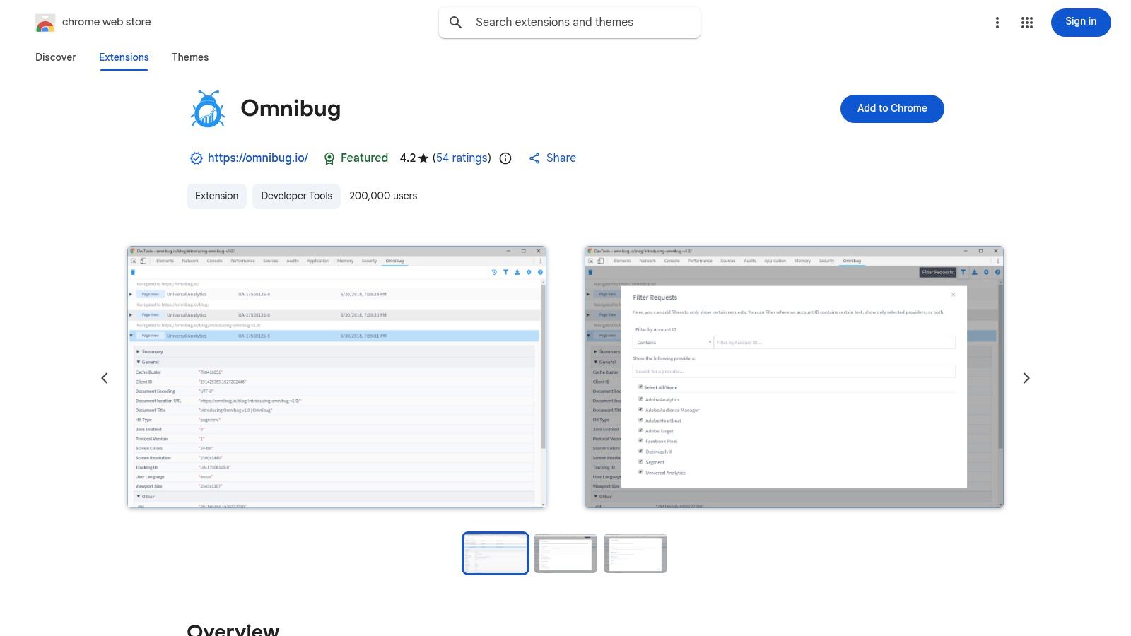 Omnibug (Chrome Web Store)