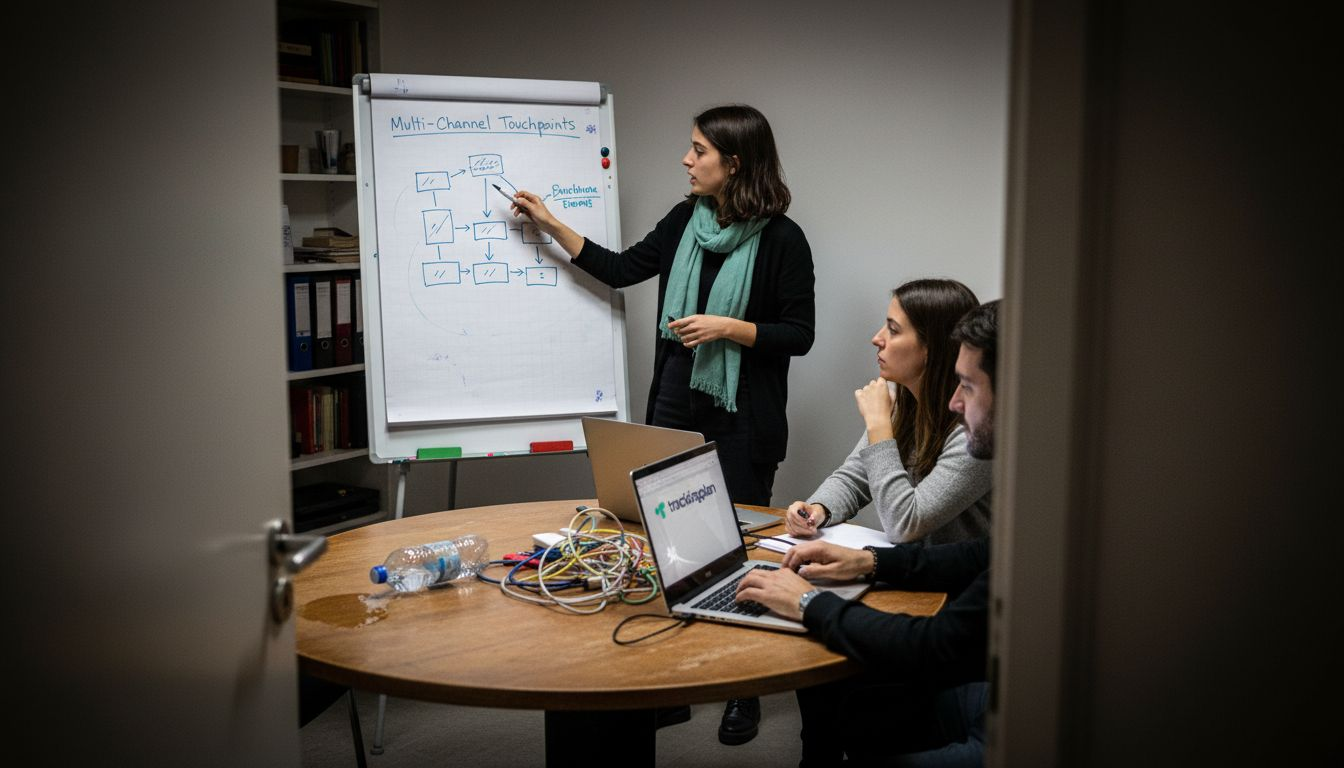 Team discussing tracking tags workflow