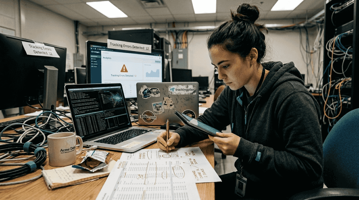 Analyst checking server log for data quality