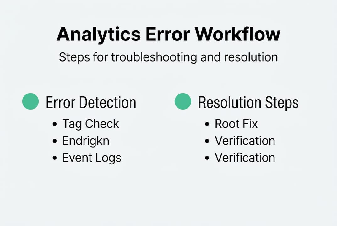Infographic showing analytics error workflow steps