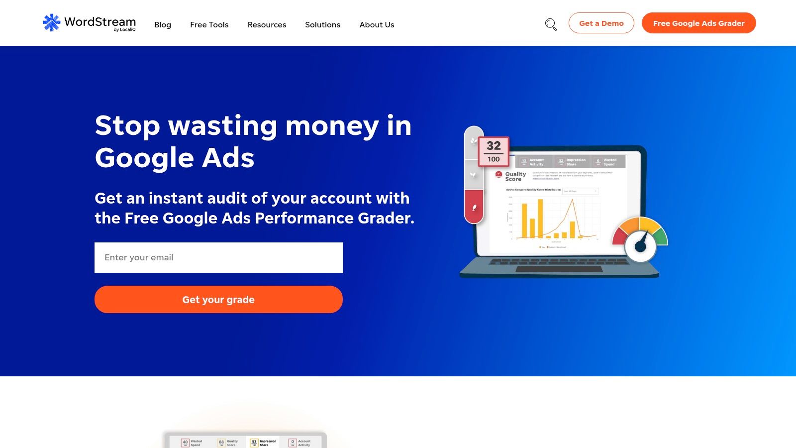 WordStream Google Ads Performance Grader