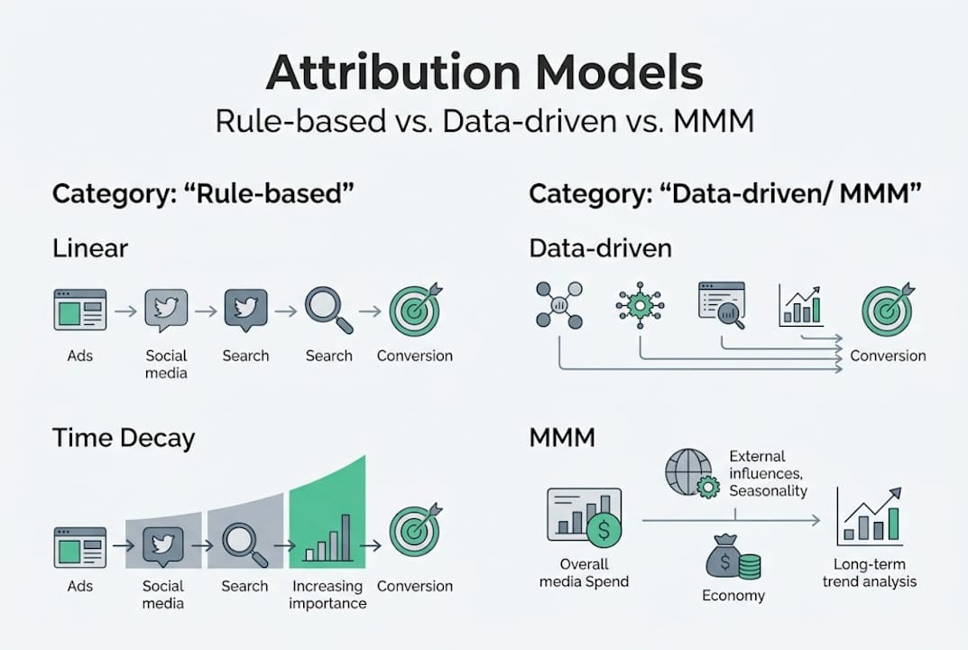 Infographic comparing key attribution models