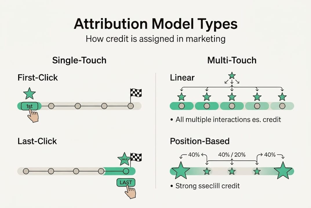 Infographic overview of marketing attribution models