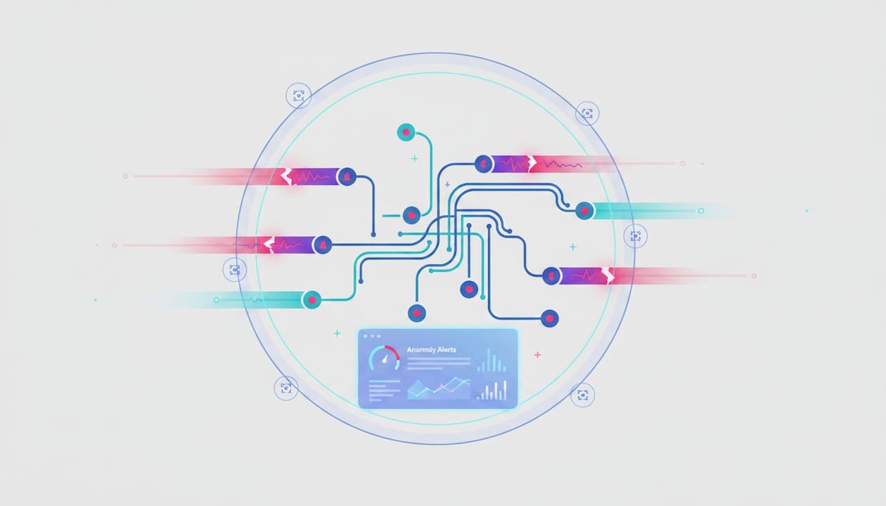 Analyst monitoring anomaly alerts dashboard in office