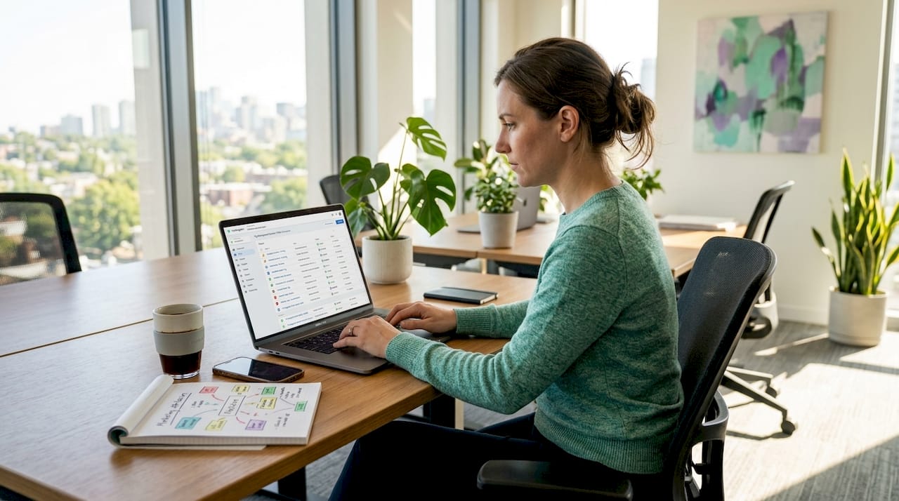 Marketer working on tag management software