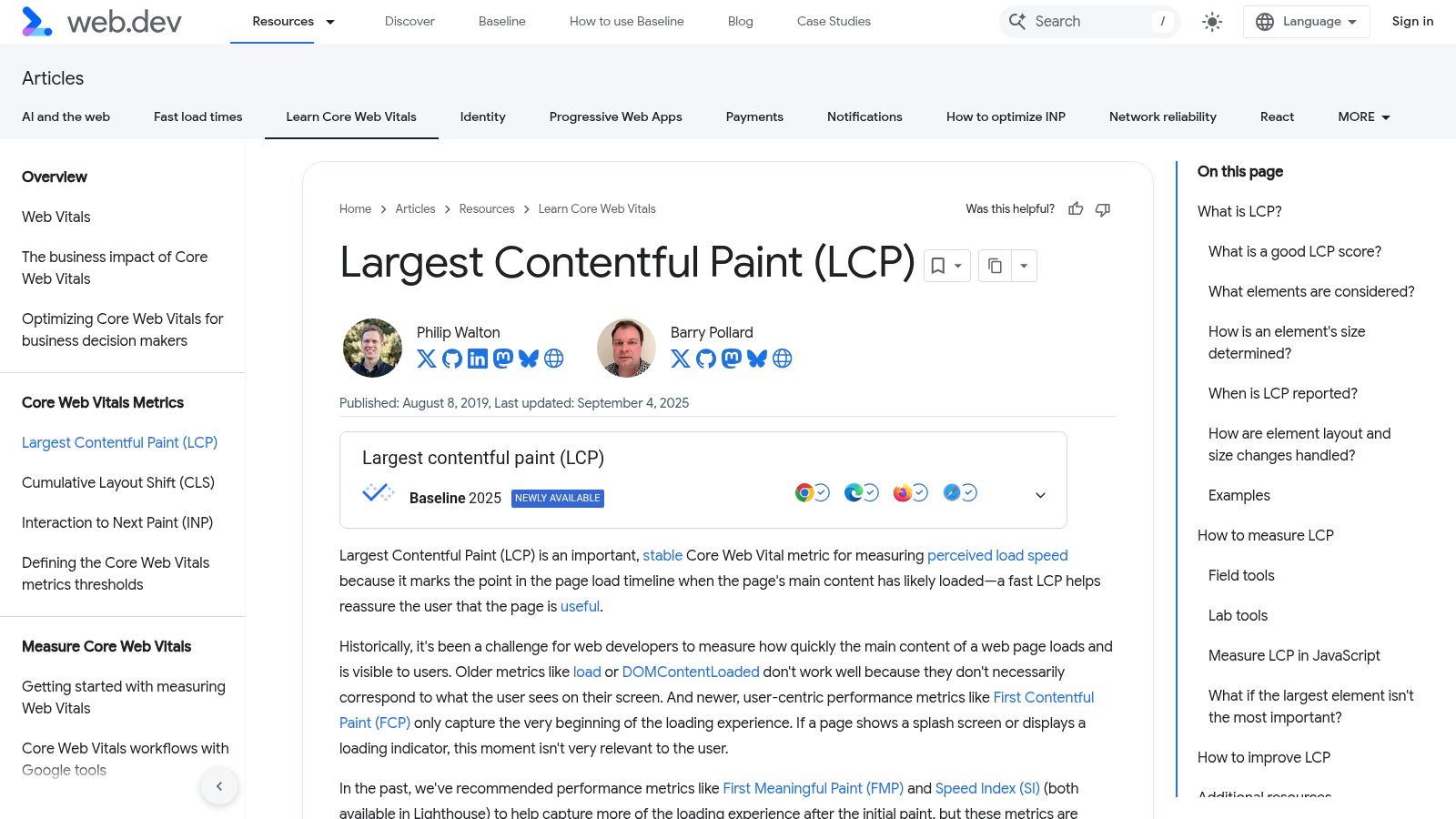 web.dev (by Google), Core Web Vitals guidance that improves landing pages