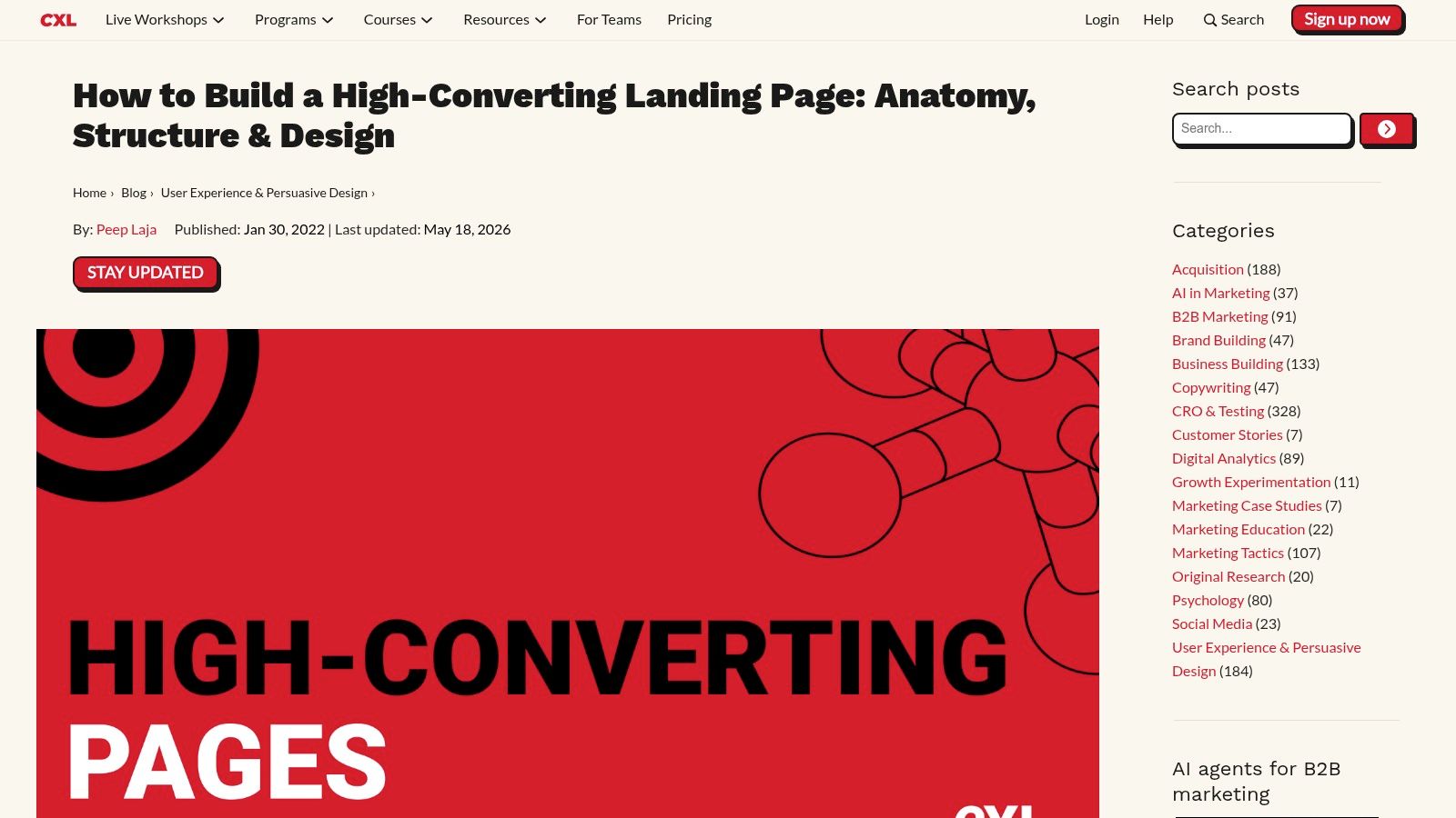 CXL (ConversionXL), Experiment‑driven landing‑page and CRO education
