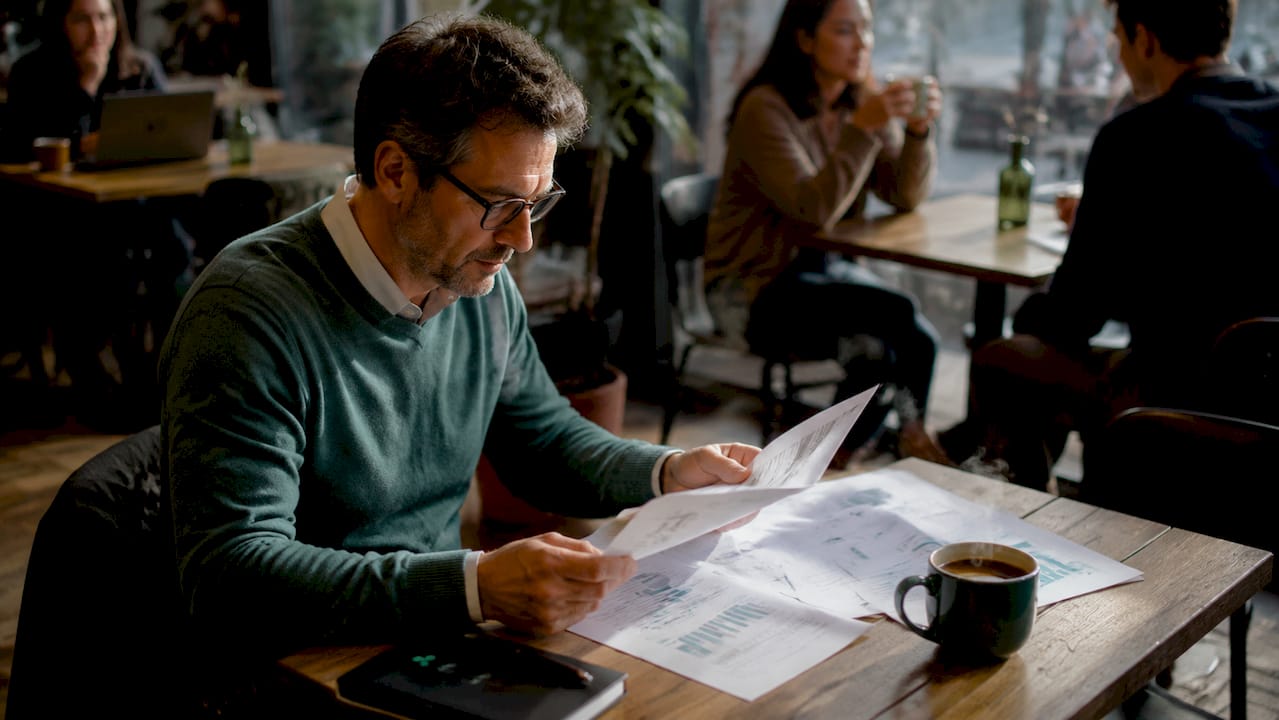 Person reviewing data privacy documents at desk