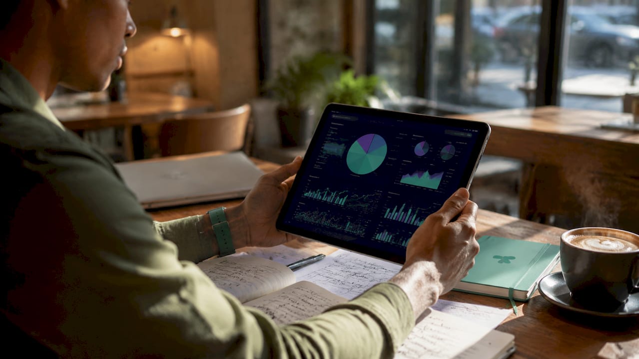 Analyst reviewing marketing tracking data