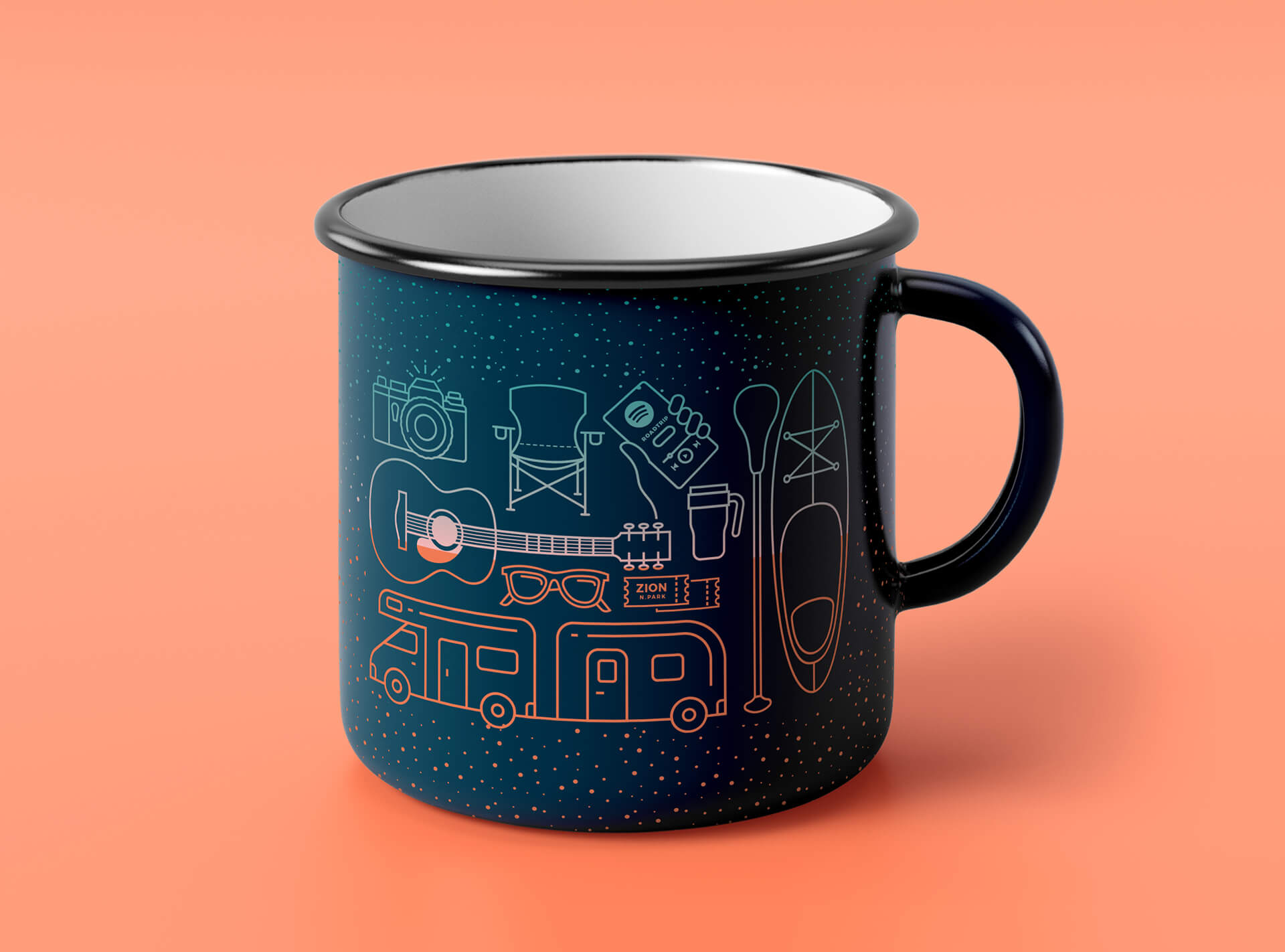 Intemperie mug design with illustrations on it 