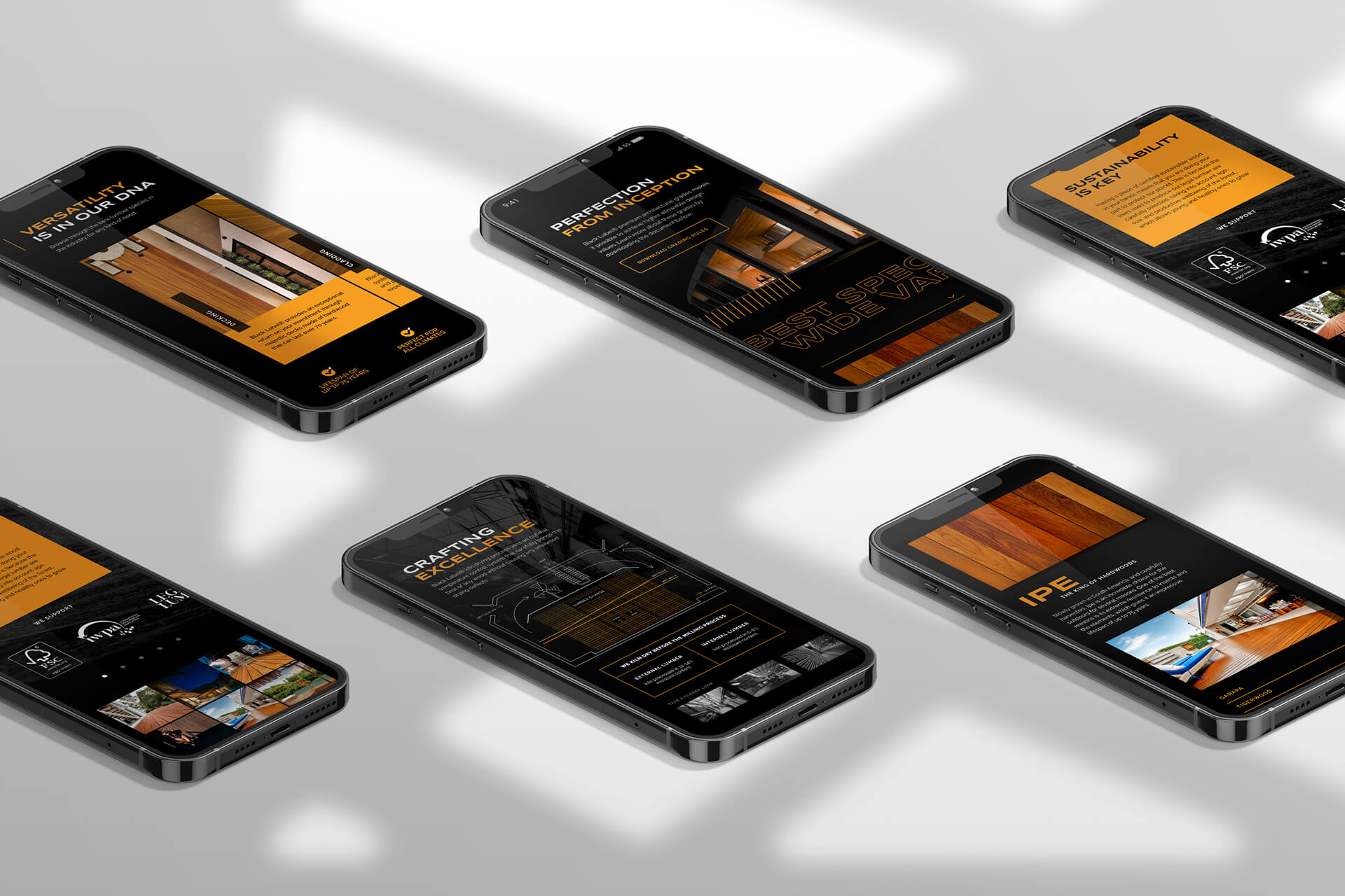 Black Label multiple mobile responsive screens