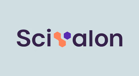 SciValon company logo with stylized hexagonal shapes between the letters.