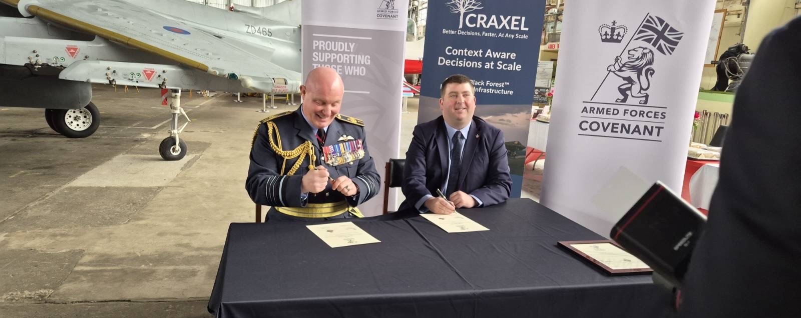 Craxel UK signing the Armed Forces Covenant with Air Chief Marshal Sir Harv Smyth CB OBE DFC MA RAF