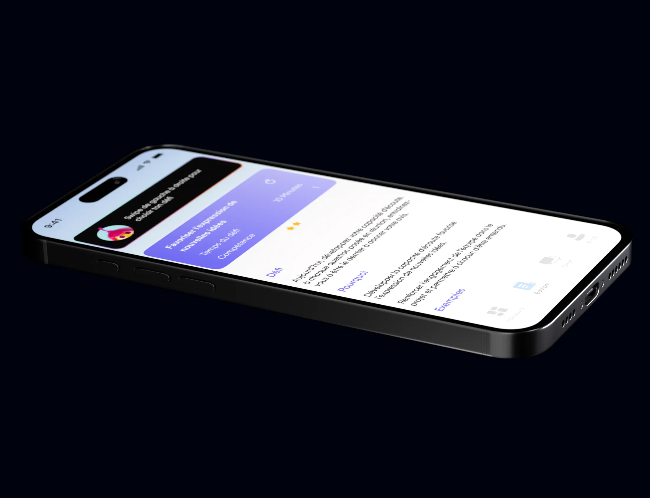 Iphone 17 mockup 3D seul avec badge au milieu de l'ecran et application par ferr studio