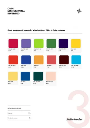 Nomenclature couleurs OMNI, palette de 16 couleurs pales Windturbine