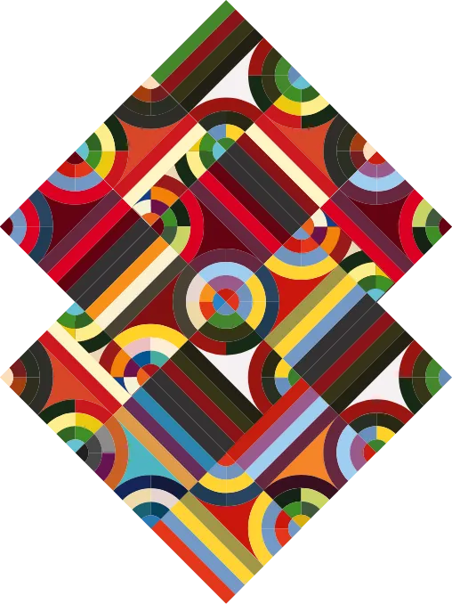 The Square OMNI art coloré, motif abstrait carrés imbriqués par Patrice Moullet créateur