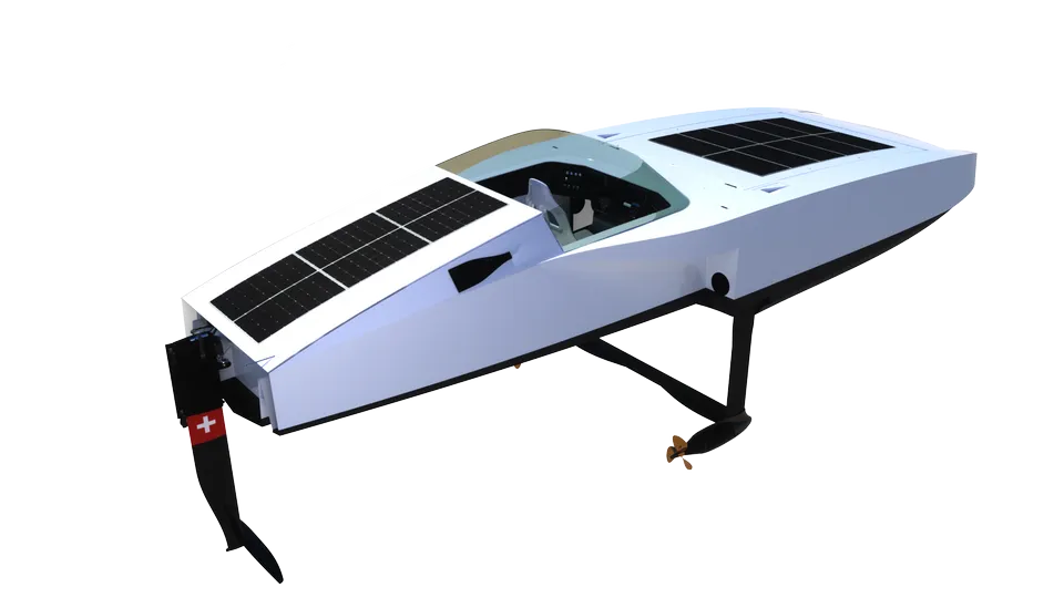 Rendu 3D du cockpit du REF du Swiss Solar Boat par FERR Studio