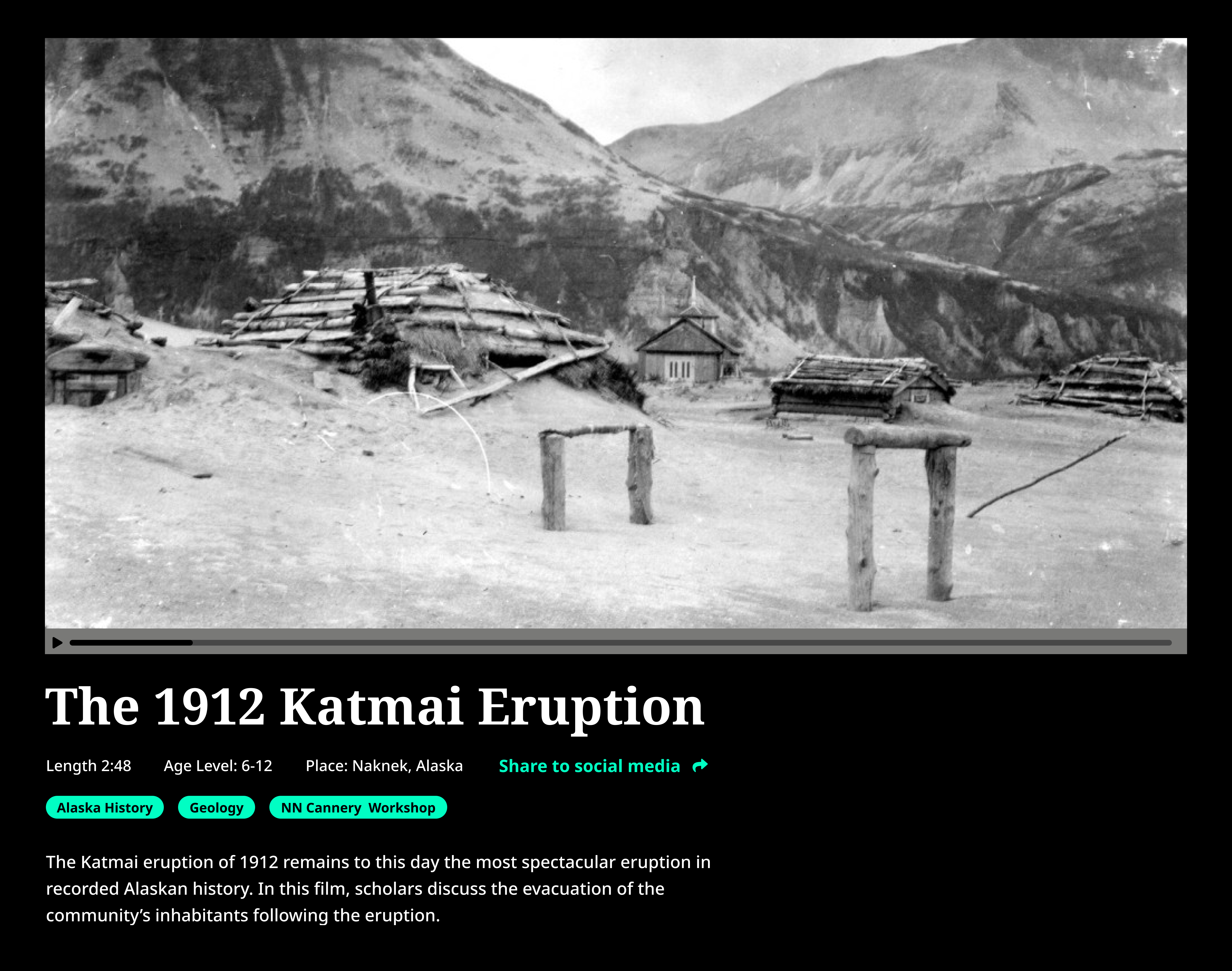 A screenshot of the video lightbox design.