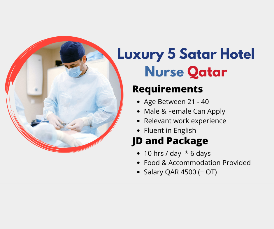 Luxury 5 Star Nurse - Qatar | Food and Accommodation provided | Male/Female | Age Between 21 - 40 years
