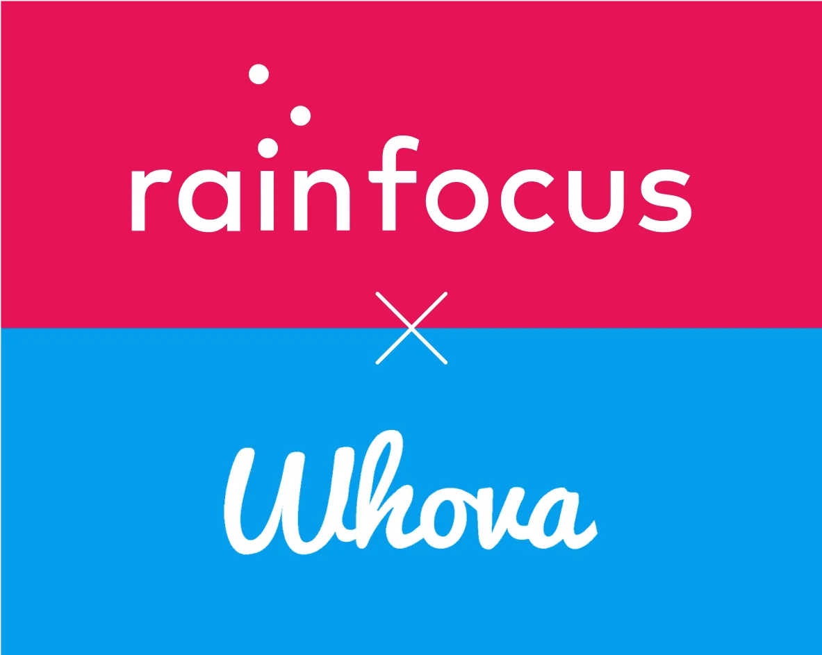 Comparison chart illustrating Rainfocus vs Whova event management platform features, registration, and analytics.