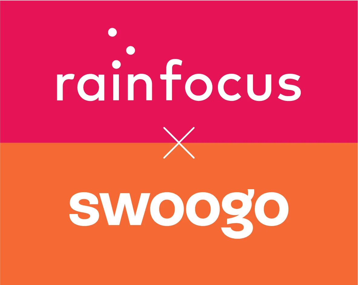 Comparison chart illustrating Swoogo vs RainFocus event management features, pricing, and usability side by side.