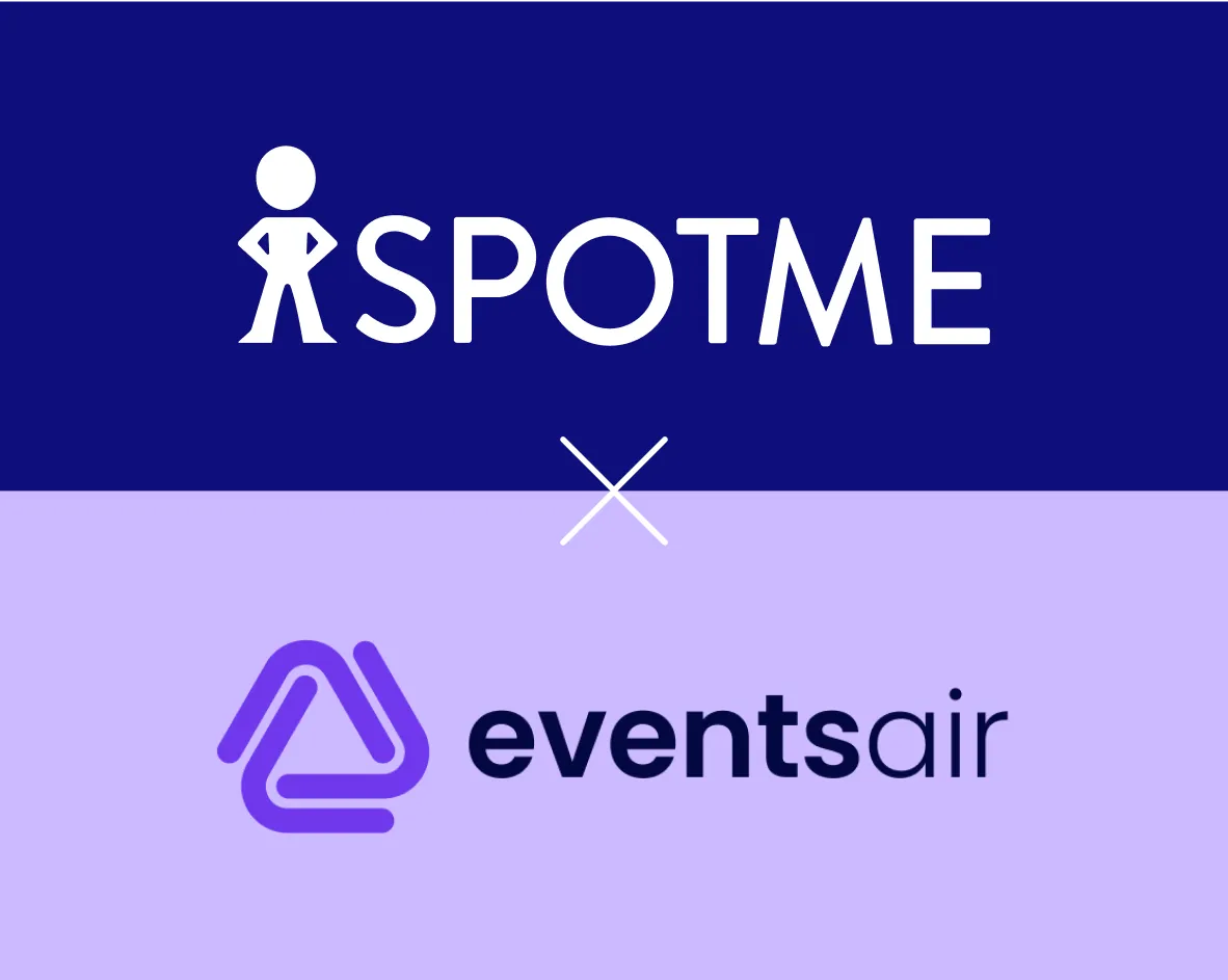 Comparison chart illustrating SpotMe vs EventsAir 2025 features, pricing, and event platform differences.