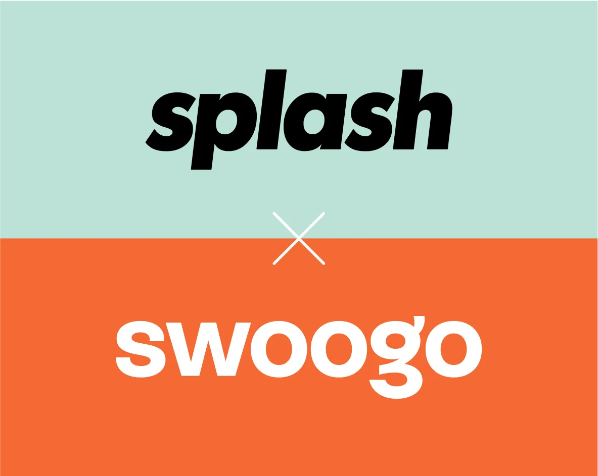 Comparison chart illustrating Splash vs Swoogo event platforms, highlighting branded pages and advanced registration features.