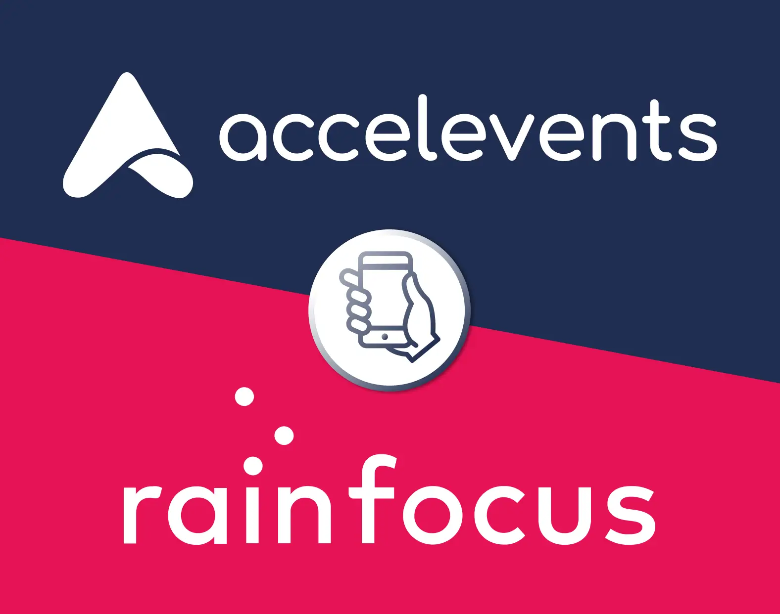 Side-by-side comparison of Accelevents and RainFocus mobile event apps covering branding, check-in, engagement, lead capture, analytics, and integrations.