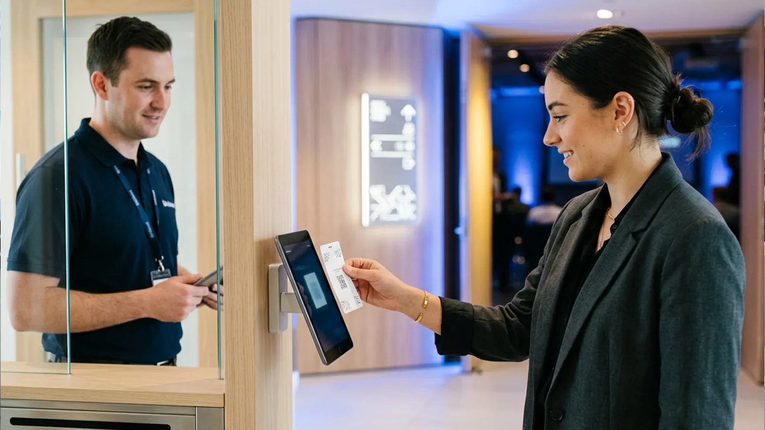 An attendee scanning a badge to check in to a session for continuing education credit.
