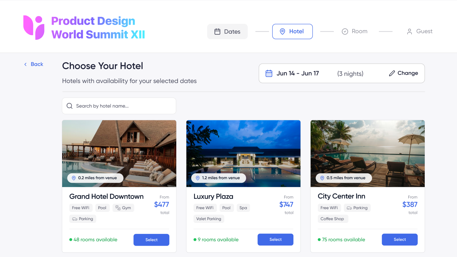 Event organizer reviewing hotel room block pickup and attendee registration data in one dashboard