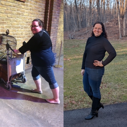 Before and after image of Stephanie Lowery, owner of Weight 2 Go LLC