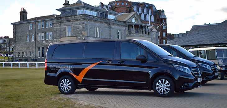 Scotland for Golf Luxury Transport, black minivan .