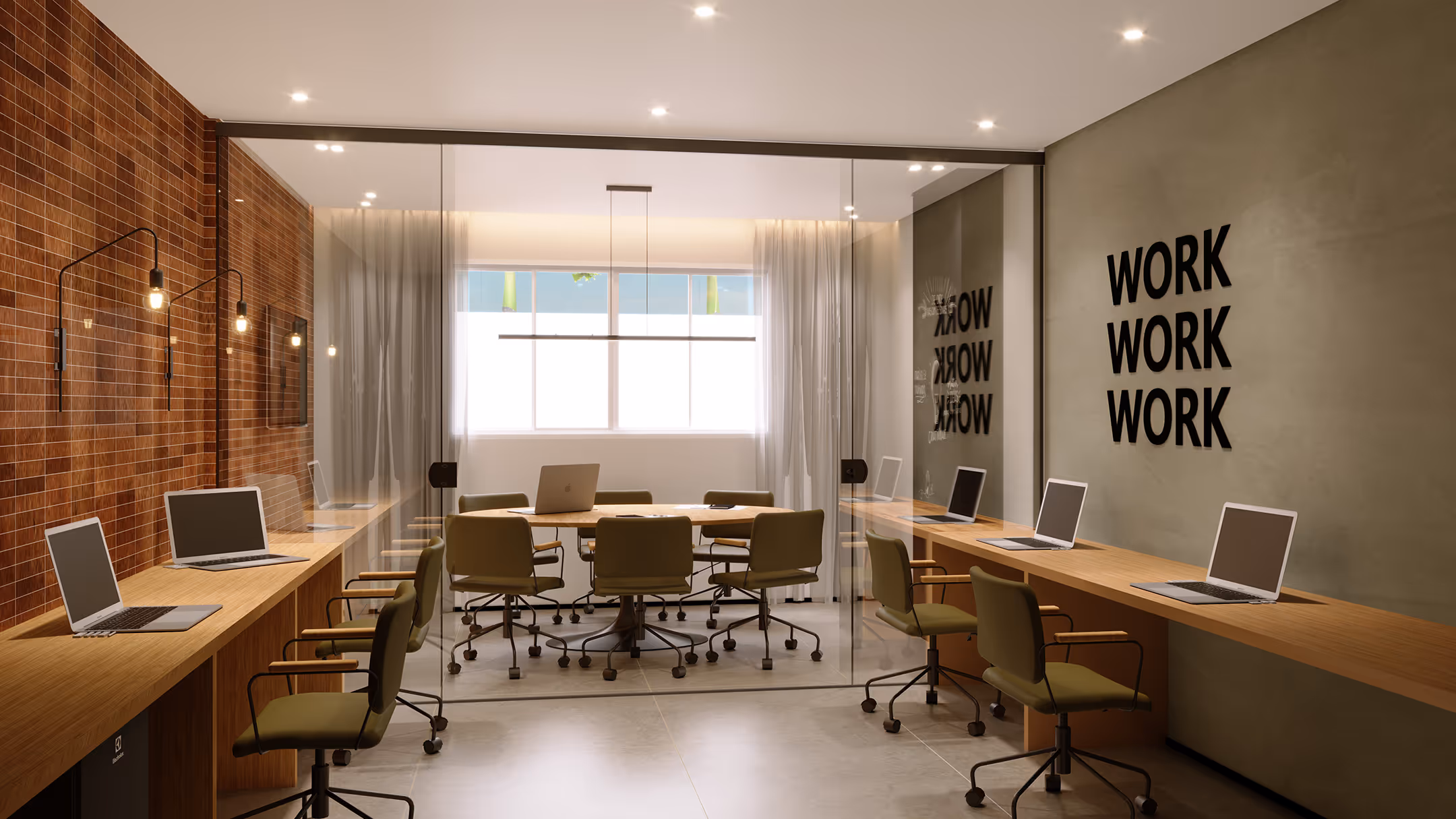 Perspectiva ilustrada do coworking