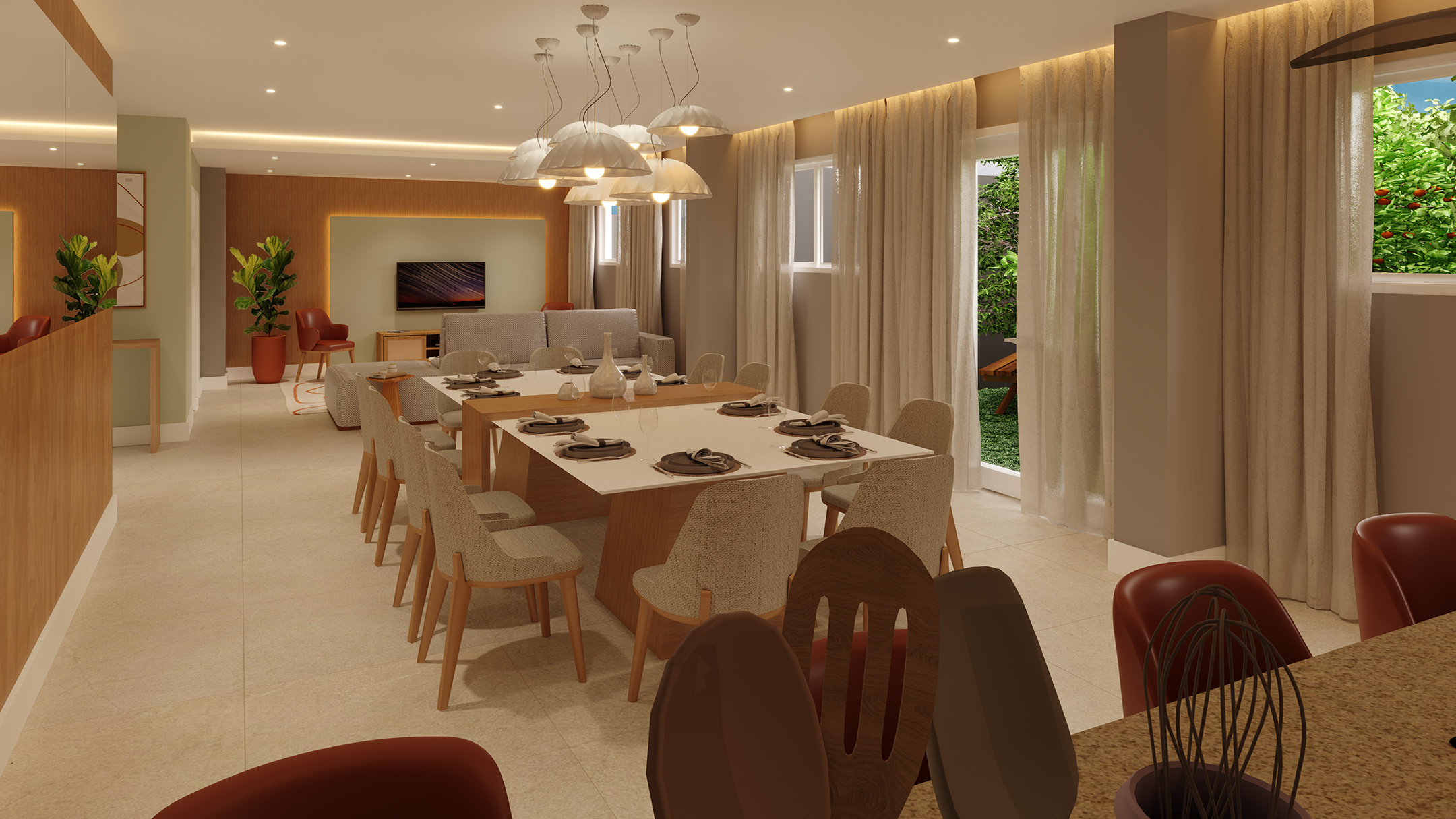 Perspectiva ilustrada do family space