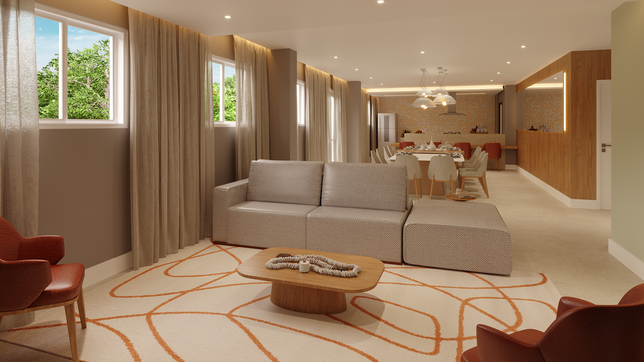 Perspectiva ilustrada do family space