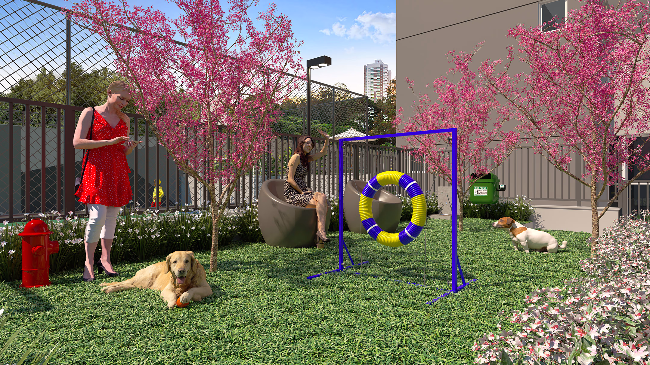 Perspectiva ilustrada do pet place