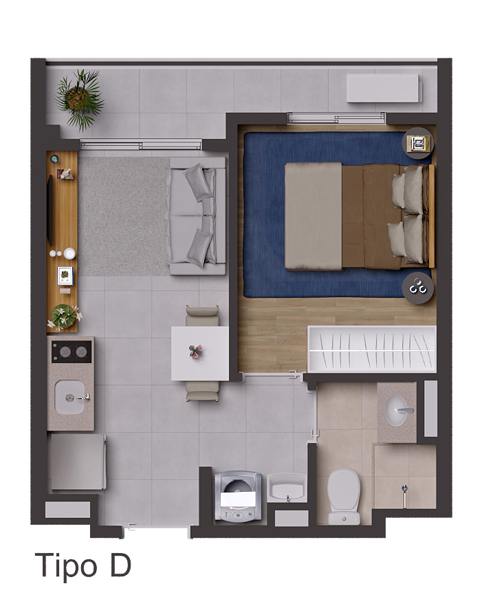 Planta de 1 dorm. (tipo D)