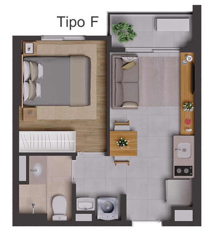 Planta de 1 dorm. (tipo F)