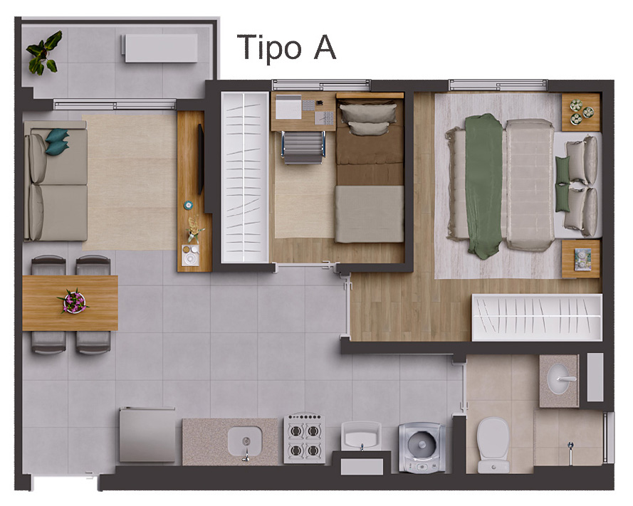 Planta de 2 dorms. (tipo A)