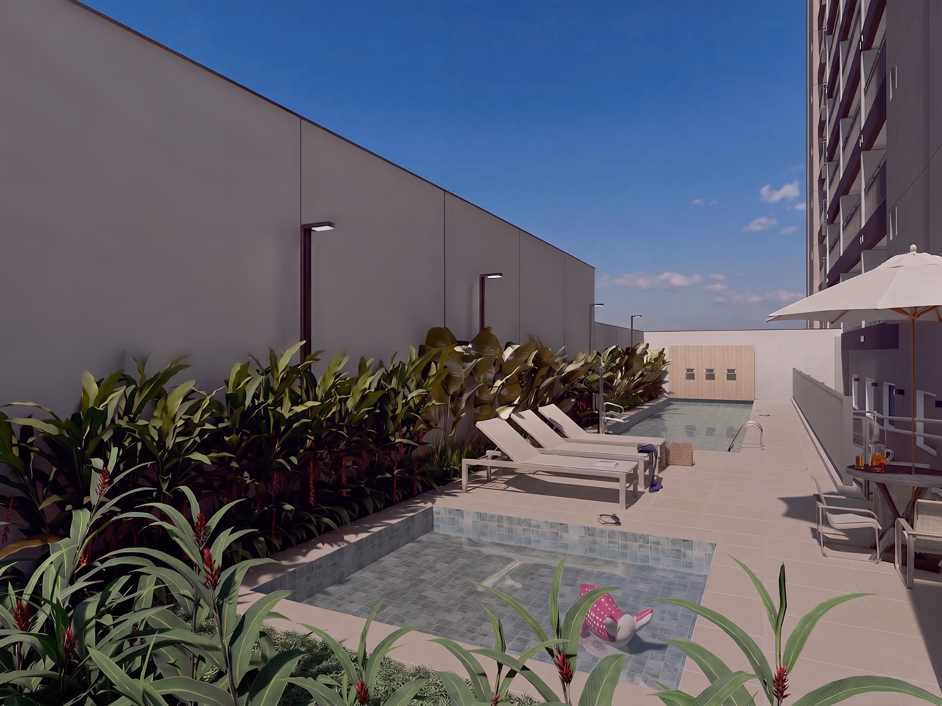 Perspectiva artística da piscina