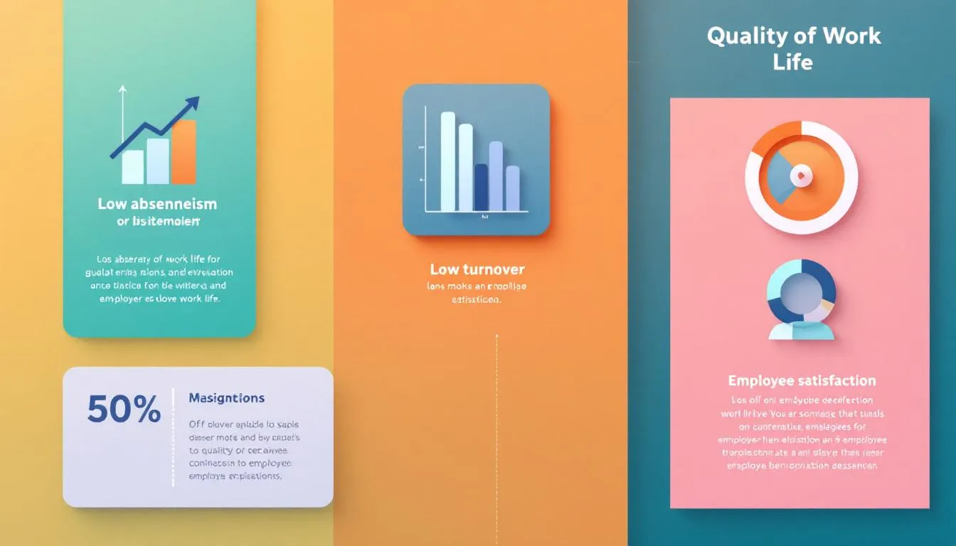 Graphique présentant les principaux indicateurs pour évaluer la QVT, tels que le taux d'absentéisme et le turnover.