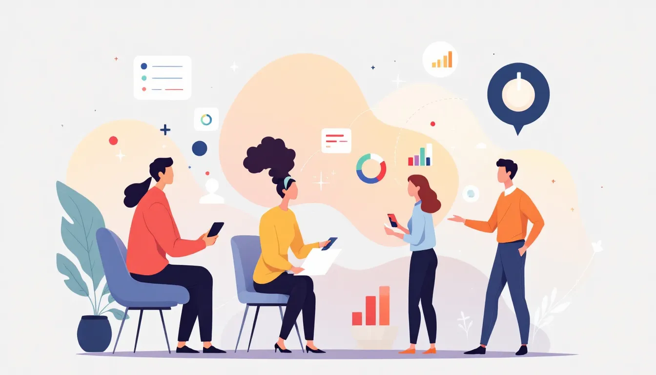 Des collaborateurs participant activement à un processus d'enquête de satisfaction.