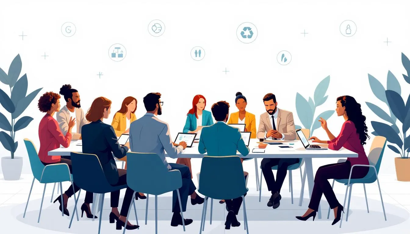 Des collaborateurs participant à un atelier sur la stratégie RSE.