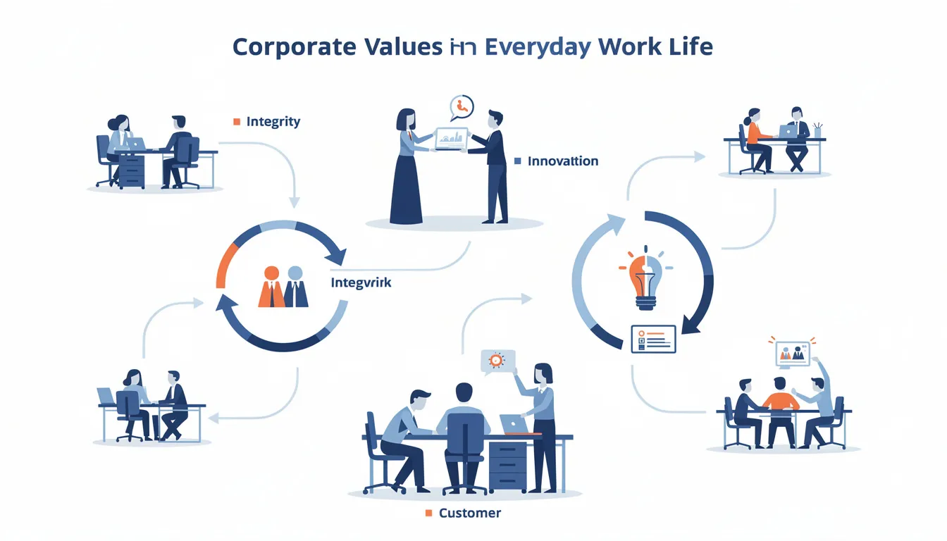 Une image illustrant la mise en œuvre des valeurs d'entreprise au quotidien.